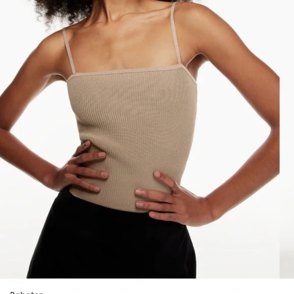 EUC Babaton Knit Cami Cropped Tank in Tan Size Medium - Picture 3 of 8